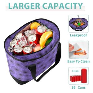 Hawaii Purple Opihi Shell Large Capacity Thermal Tote Bag with Zipper Closure Insulated Grocery Bag Reusable Food Delivery Bag - Product Image 4