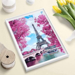 Pintura de Diamantes Serie Paisaje: Torre Eiffel, Barco junto al Lago, Puente, Atmósfera, Bordado a Mano, Set de Regalo Art Deco - Product Image 3