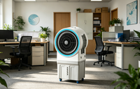Climatiseur d'air froid + Tech-Sense + Télécommande + Autonome + 3 vitesses + Écologique + Économie d'énergie + Plastique pour garage