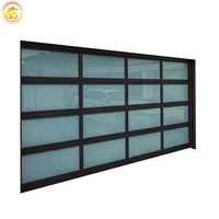 Porte de garage sectionnelle automatique en aluminium avec miroir en verre trempé, porte de garage industrielle sectionnelle pour deux voitures