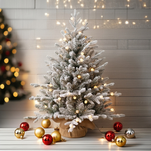 Mini arbre de Noël de luxe pré-éclairé avec lumières LED vives, matériaux de première qualité, pour extérieur et jardin, personnalisable - Product Image 1