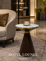 Table d'appoint élégante en dalle de roche ronde, avec piédestal en fer sculpté doré, pour salon, hôtel, salle de séjour, chambre à coucher, fabrication directe d'usine OEM ODM