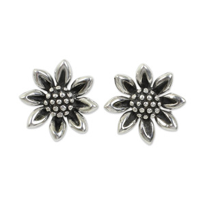 Pendientes de Girasol Vintage, Estilo Plata Antigua, Joyería de Moda para Mujer, Uso Diario, Regalo Chic - Product Image 2