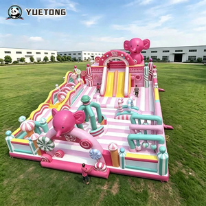 Parc de jeux gonflable sur le thème de l'éléphant rose, château gonflable géant, parcours d'obstacles, parc d'attractions pour enfants, château gonflable - Product Image 2