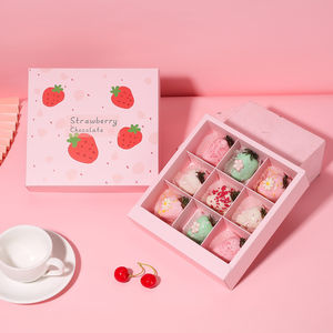 IMEE-Tapa superior dividida de <span class=keywords><strong>Chocolate</strong></span> y fresa rosa, caja de comida con insertos, dulces, dulces, 9 cavidades - Product Image 4