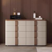 Commode îlot moderne de luxe pour chambre et salon, avec plateau en marbre, 8 tiroirs, en bois massif, finition émail cuit, design arrondi, entièrement fonctionnelle