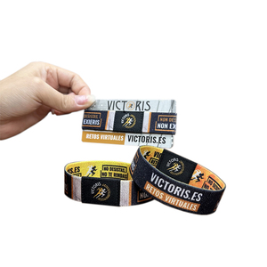 Hot Festival Événements Personnalisé Polyester Tissu Tissé <span class=keywords><strong>Élastique</strong></span> <span class=keywords><strong>Bracelet</strong></span> Fashional Équipé <span class=keywords><strong>Machine</strong></span> D'impression pour Bracelets - Product Image 1