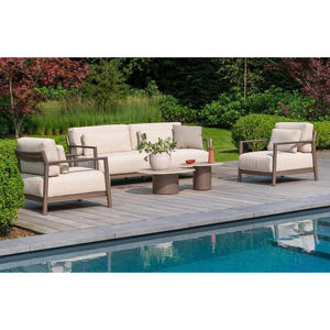 Juego <span class=keywords><strong>de</strong></span> <span class=keywords><strong>Muebles</strong></span> <span class=keywords><strong>de</strong></span> Jardín <span class=keywords><strong>de</strong></span> 4 Plazas, Diseño Moderno con Estructura Metálica y Cojines Gruesos, Sofá <span class=keywords><strong>de</strong></span> Aluminio para Exteriores - Product Image 1