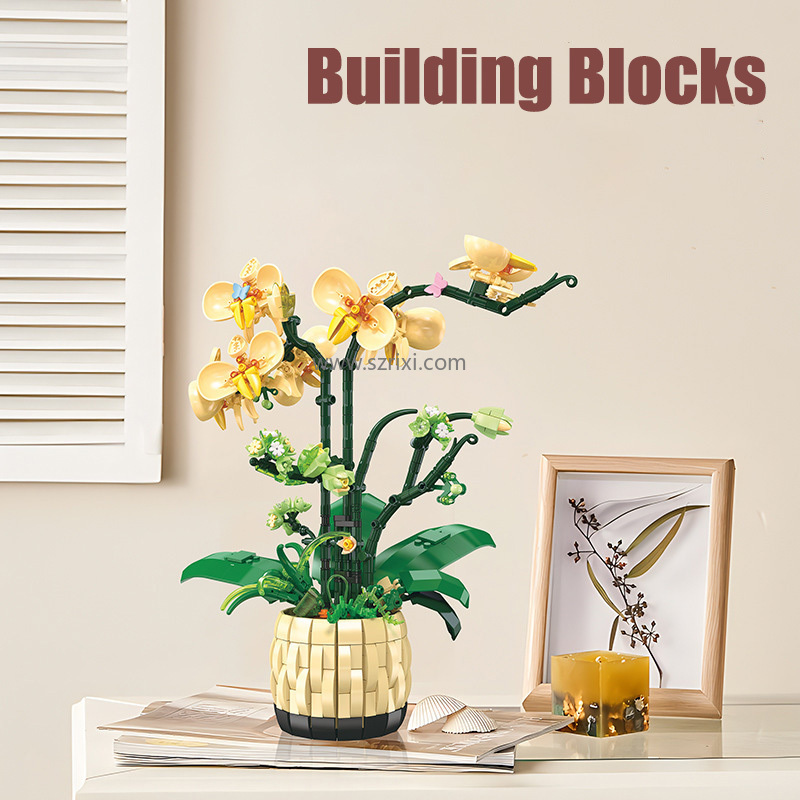 Jie Star 9067 3D Flower Orchid Potting Model - DIY Building Block