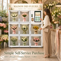 Distributeur de fleurs réfrigéré commercial à 8 portes en acier inoxydable, casier à bouquets, gestion basée sur le cloud, paiement multiple