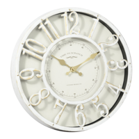 Horloge murale ronde en plastique squelette vintage rétro en laiton quartz de 12 pouces