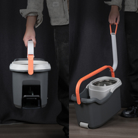 Holamopa Easy Spin Mop avec seau en acier inoxydable et roues à pédale, ensemble de serpillères rotatives en microfibre, serpillère rotative pour le nettoyage des sols