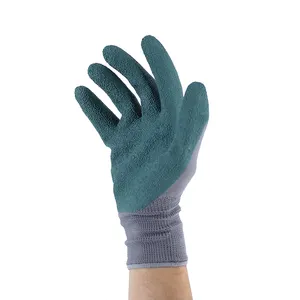 13 Gauge Grey Liner Dark Green Latex Gloves For Summer Works