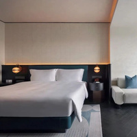 Décoration moderne grise pour chambres d'hôtel, ensembles de meubles complets pour lits simples et doubles, pour chambre double d'hôtel