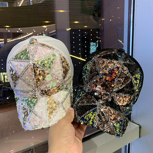 Casquette de baseball en maille à sequins pour femme, version coréenne, tendance <span class=keywords><strong>voyage</strong></span>, polyvalente, visière de protection solaire respirante - Product Image 1