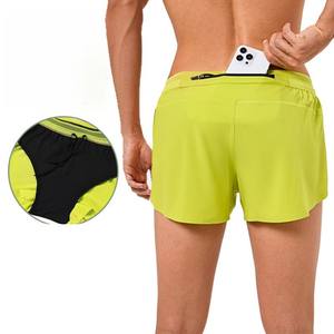 Pantalones cortos para correr 2 en 1 sin costuras para hombre con ropa interior para hombre, ropa deportiva transpirable ligera, pantalones cortos deportivos de poliéster de secado rápido - Product Image 1