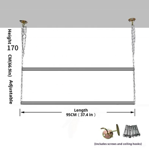Estante Doble para Ollas de Acero Inoxidable 304 Comercial, Estante Colgante de Techo con Cadenas Galvanizadas para Cocina y Restaurante - Product Image 2