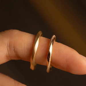 แหวนคู่รักโมเบียสเพชร HPHT รับรองโดย Aimgal NGTC ชุบทอง <span class=keywords><strong>18K</strong></span> เงินแท้ 925 ของขวัญสำหรับงานแต่งงานและหมั้น - Product Image 1