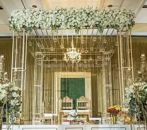 Wedding Mandap Square Frame Stage Gold Backdrop