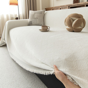 Herringbone Chenille <b>Sofa</b> <b>Cover</b> Solid Color 145-185Cm Machine Washable Pad Type <b>For</b> All Seasons - Product Image 2