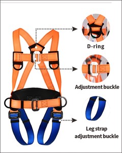 Sabuk Pengaman Panjat Tebing, Penyelamatan Kebakaran, Penjelajahan Gua, Rappelling, dan Perlindungan Pohon, Dapat Disesuaikan untuk Ketinggian, Pelindung Tubuh Penuh, Sabuk Pengaman Pinggang - Product Image 5