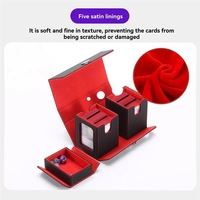 Boîte de rangement portable en cuir PU pour cartes avec poignée et séparateurs amovibles, grande capacité pour les jeux de cartes MTG Commander et les dés