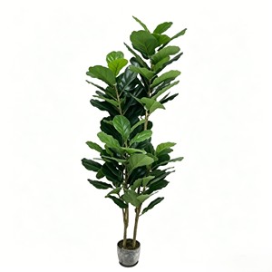 Fiddle-leaf fig – Modern Faux Green <b>Plant</b> for Living Room Decor - Product Image 1