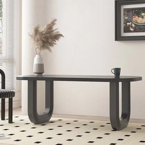 Ensemble table à manger moderne en bois Mobilier de salle à manger de style nordique Table à manger rectangulaire noire en chêne massif 8 places - Product Image 6