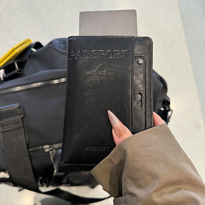 Custom Dark Brown PU Leather Multifunctional Travel <b>Wallet</b> Anti-Theft Card Passport Holder Certificate Storage Air Ticket <b>Wallet</b> - Product Image 5