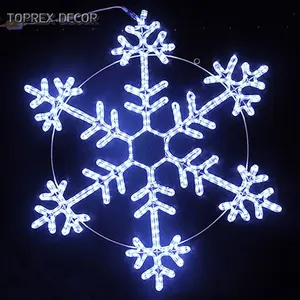 New design Christmas Blinking LED Rope Metal Crystal Snowflake Ornament Light