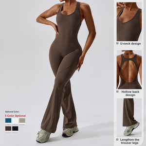Body Sportivo da Donna, Reggiseno <span class=keywords><strong>Yoga</strong></span>, <span class=keywords><strong>Pantaloni</strong></span> a Zampa Costolati per Fitness, Leggings Atletici, Tute Senza Cuciture per Ragazze, T-shirt Casual da Donna - Product Image 3