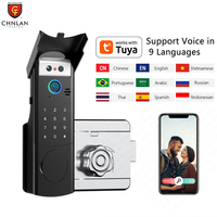Serrure de porte intelligente V8 étanche Tuya TTlock à double cylindre, serrure à empreinte digitale intelligente pour portail, portes extérieures, appartement