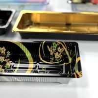 Boîte à sushi jetable de qualité alimentaire, luxueuse, de style japonais, avec couvercle transparent en PET, plateau en plastique épaissi pour chaînes de restaurants de sushi, commande en gros, sucre
