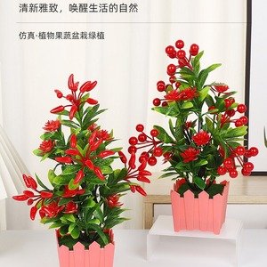 Planta Artificial de Fruta de la Fortuna de Yiwu Datuo Florist, Pimiento Rojo, 9x28x9 cm, Decoración en Maceta para el Hogar - Product Image 5