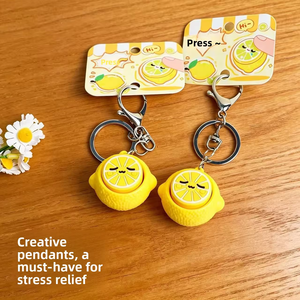 PVC Lemon <b>Stress</b> Relief Toy Keychain Simulated Lemon Button Decompression Toy for Unisex Use - Product Image 6