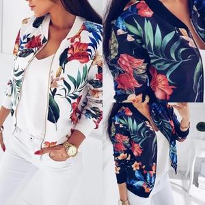 Giacche da <span class=keywords><strong>donna</strong></span> primavera autunno cappotto cappotto stampato floreale retrò femminile manica lunga capispalla vestiti Bomber corto top - Product Image 2