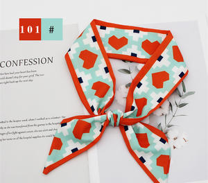 Mode Nieuwe Print Bloem Kleine Lange Linten Sjaal Voor Vrouwen Handvat Tas Sjaals Haar Accessoires - Product Image 5