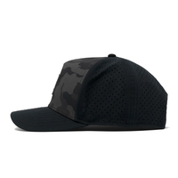 Casquette de baseball unisexe sportive en nylon perforé imperméable à 5 panneaux, profil moyen, avec motif classique, idéale pour le golf