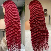 99J Bourgogne Bouclés 13x6 HD Dentelle Frontale Perruque Cheveux Humains Couleur Rouge Vague Profonde Dentelle Avant Perruque 30 32 34 Pouces 4x4 Dentelle Fermeture Perruques
