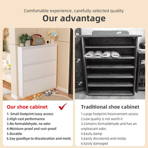 ตู้เก็บรองเท้าเหล็กความจุสูง 4 ลิ้นชัก แบบพับเก็บได้ ป้องกันฝุ่น เหมาะสำหรับทางเข้าบ้าน ประหยัดพื้นที่สำหรับครอบครัว - Product Image 5