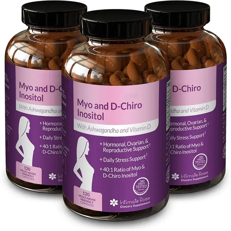 Pcos Supplement Hormone Balance Support Folate Vitamin D3 Myo-Inositol & D-Chiro Inositol Capsules for Women