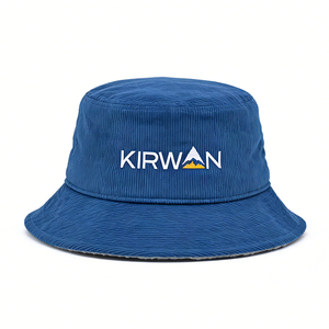 Chapeau Bob en Velours Côtelé Bleu Unisexe avec Logo Brodé 3D, Chapeau de Pêcheur Vintage à Large Bord pour la Pêche et le Streetwear en Plein Air - Product Image 3