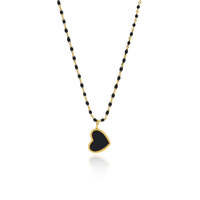 Hipoalergénico impermeable resistente al deslustre 18K chapado en oro sobre acero inoxidable esmalte Rojo Negro corazón collar