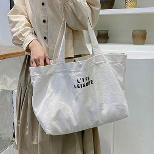 Custom Printed Letter Logo Recyclable <b>Plain</b> <b>Canvas</b> Shopping Bag With Logo <b>Large</b> Reusable Tote Bag for Daily Use Multipurpose - Product Image 5