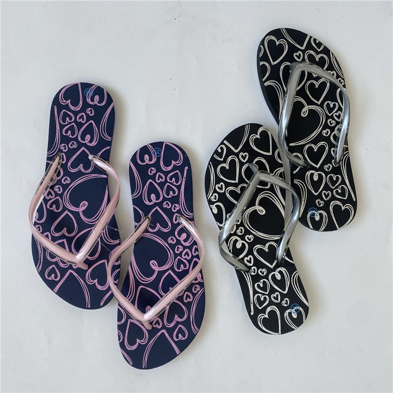 Women Summer Beach Slippers Flipflops Printing Rubber PE PVC Filp Flops Wholesale