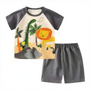 Completo Set Estivo 2025 Nuovo Stile in Puro Cotone per Bambini: Maglietta a Maniche Corte e Pantaloncini con Cartoni Animati, Casual, per Casa, per Bambini e Bambine - Disponibile in Dropshipping - Product Image 1