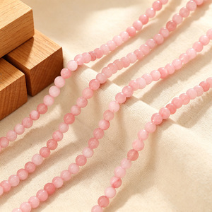 Collar de Cuarzo Rosa con Cuentas para Mujer, Forma Redonda, Joyería Elegante de Piedra, Collares de Moda - Product Image 3
