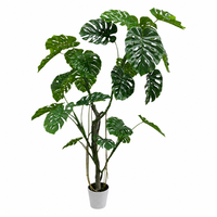 Grande plante artificielle Monstera de 200 cm, arbre tropical réaliste avec pot pour la décoration intérieure des halls d'hôtel et des salles d'exposition