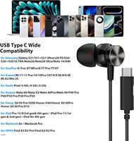 Casque USB-C filaire Charge l'appareil mobile lors des appels Connecter USB-C casque d'écoute Chargeur en même temps avec adaptateur innovant
