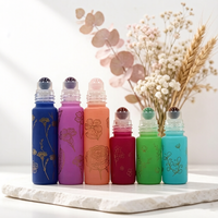 Roll-on de parfum floral personnalisé 5ml 10ml, flacons roll-on en verre coloré avec pierres précieuses, vente en gros